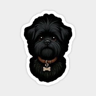 Scruffy Affenpinscher – Realistic Black Dog with Beard & Collar for Pet Lovers Magnet