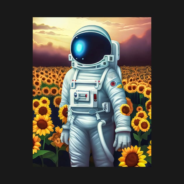 Astronaut sunflower planet travel by cloudart2868