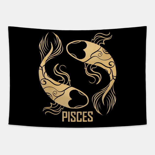 Pisces Symbol Birthday Zodiac Pisces Tapestry by SinBle