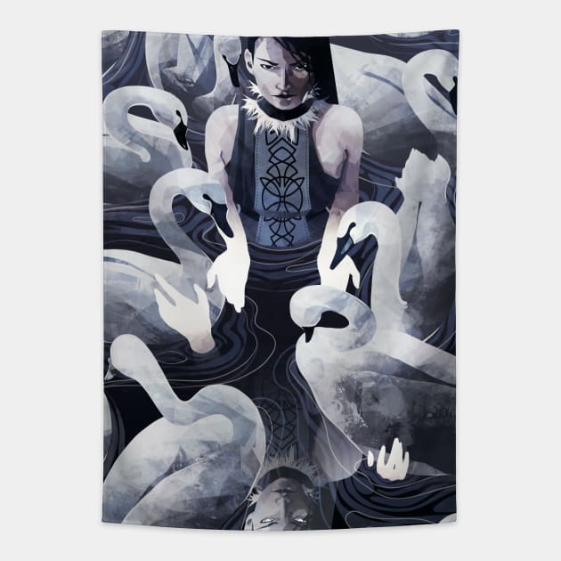 The Woman and the Swans Tapestry by MicaelaDawn