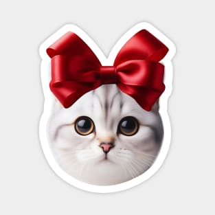 Cat with Red Bow on head Magnet
