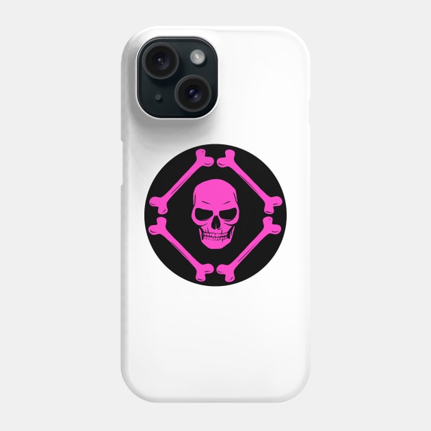 Skull and bones pattern hot pink & black Phone Case by MariaMahar