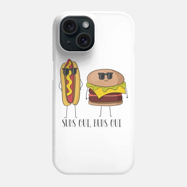 Sun's Out, Buns Out - Hot Dog and Hamburger Phone Case by Dreamy Panda Designs