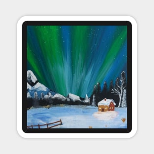 The colours of winter - aurora borealis Magnet