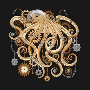 Octopus Steampunk Surreal Retro Style Machine T-Shirt