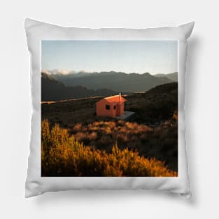 Orange Mountain Cabin During Beautiful Sunset Pillow