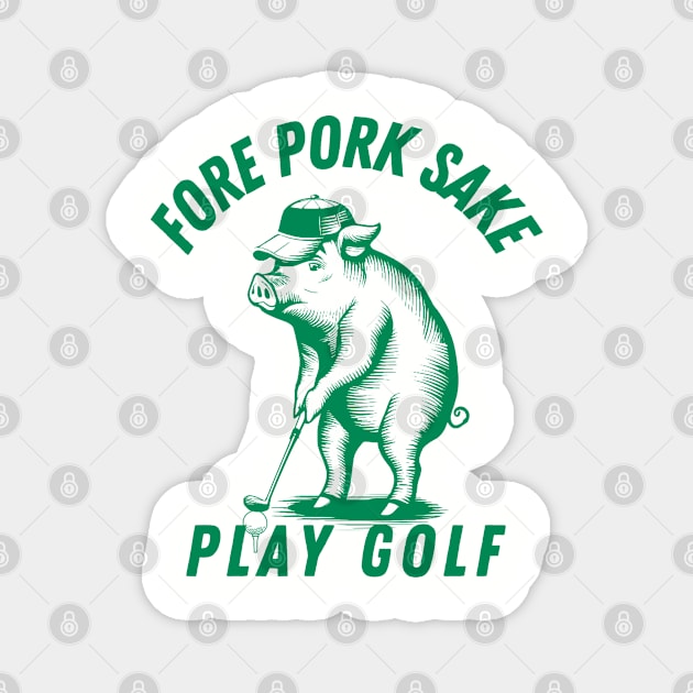 Green Golf Pun Funny Pig art Magnet by Prints.Berry