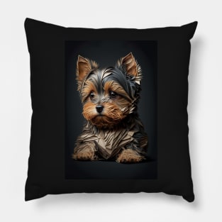 Super Cute Yorkshire Terrier Puppy Portrait Pillow