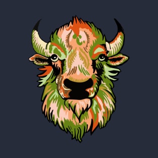 Mindful Vivid Buffalo in Orange & Green T-Shirt