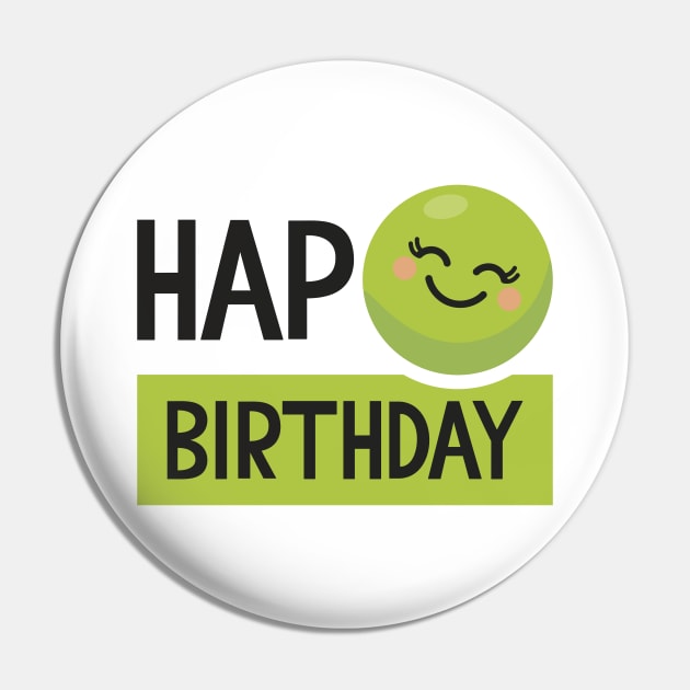 Hap-Pea (Happy) Birthday Pin by VicEllisArt