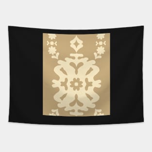 Taupe and Cream Modern Damask Medallion Tapestry