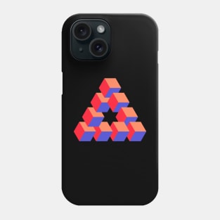 Optical illusion triangle #10 - red, peach & blue Phone Case