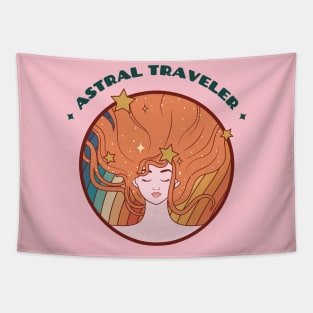 Astral Traveler Trippy Hippie Girl Tapestry