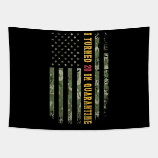 I Turned 20 In Quarantine American Flag Camo 20th Birthday Gift Awesome Since 2000 Tapestry