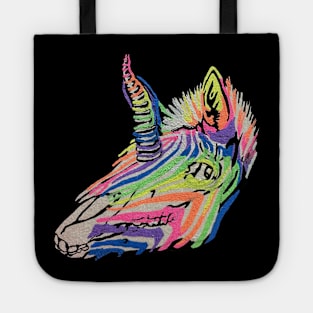 Rainbow Zebra Skull Tote