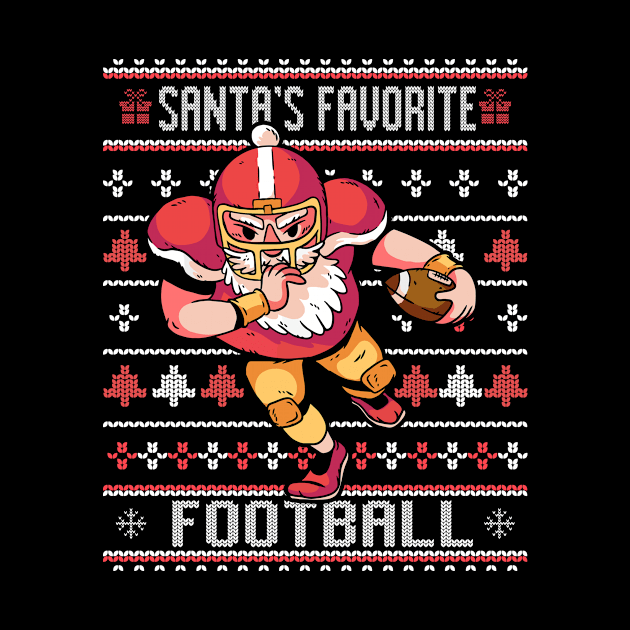 Funny Santa's Favorite Football Christmas Holiday Ugly Sweater by Audell Richardson