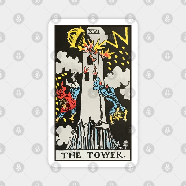 The Tower tarot card Magnet by Nate's World of Tees