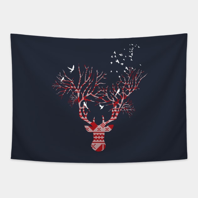 Christmas Stag Tapestry by modernistdesign