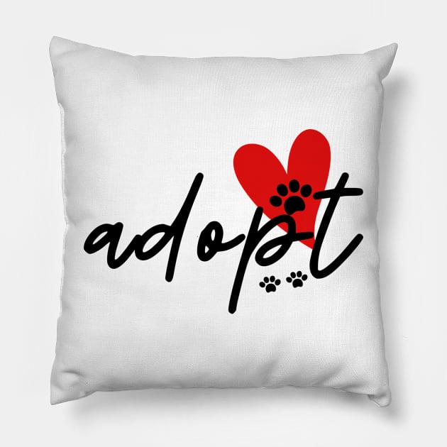 Adopt (Don't Shop) Black Text Pillow by leBoosh-Designs