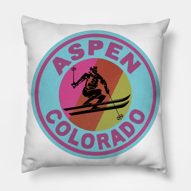 Aspen Colorado Skiing Ski Pillow by heybert00