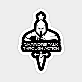 Spartan Warrior Tee with 'Warriors Talk Through Action' Quote - Mythology Lover's Magnet