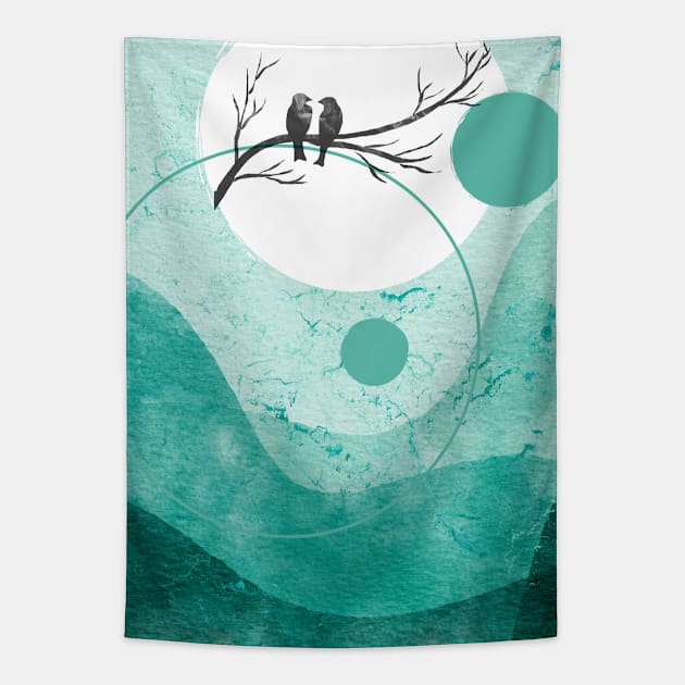 Green Aqua Loves Midnight Tapestry by StuffWeMade