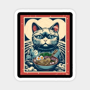 Retro Japanese Kawaii Anime Ramen Men Kids Women Cat Ramen Magnet