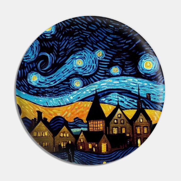 Starry Night Over Hogsmeade Pin by Grassroots Green