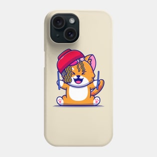 Cute Cat With Ramen Noodle Bowl And Chopstick Cartoon Phone Case