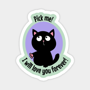 Pick me I will love you forever black kitty Magnet