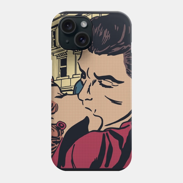 Comic Couple Smooches Phone Case by Slightly Unhinged