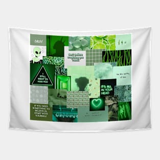 green aesthetic collage Tapestry