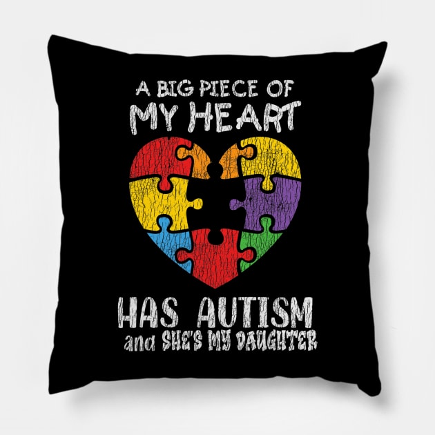 Autism Awareness - Dad Mom Daughter Autistic Kids Awareness Pillow by tabbythesing960