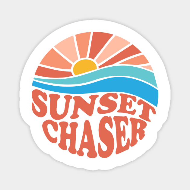 Sunset Chaser retro sunset Magnet by Shanti-Ru Design