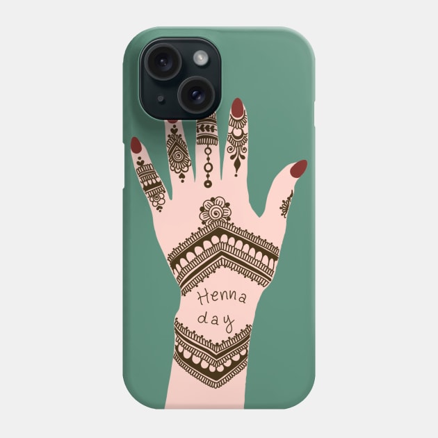 Henna Day | Henna Hand Tattoo - Brown Mehendi Phone Case by Tilila