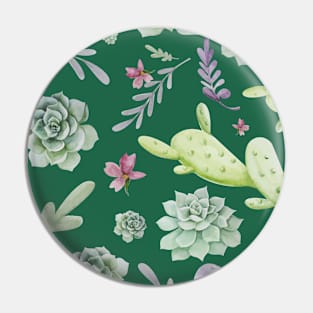 Cactus and Wreath Watercolor Pattern 2 Pin