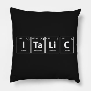 Italic (I-Ta-Li-C) Periodic Elements Spelling Pillow