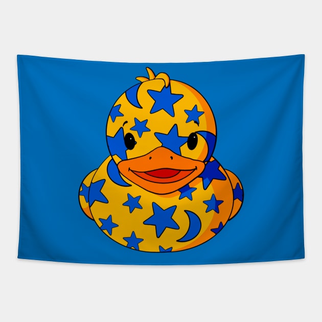 Moon & Stars Pattern Rubber Duck Tapestry by Alisha Ober Designs