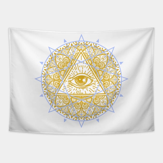 All Seeing Eye of Enlightenment Tapestry by World upside down