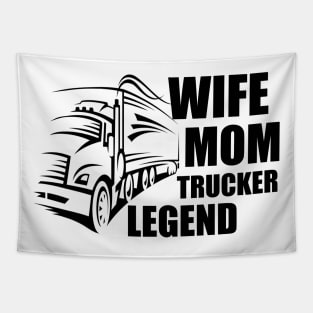 Wife Mom Trucker Legend, text Tapestry