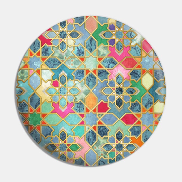 Gilt & Glory - Colorful Moroccan Mosaic Pin by micklyn