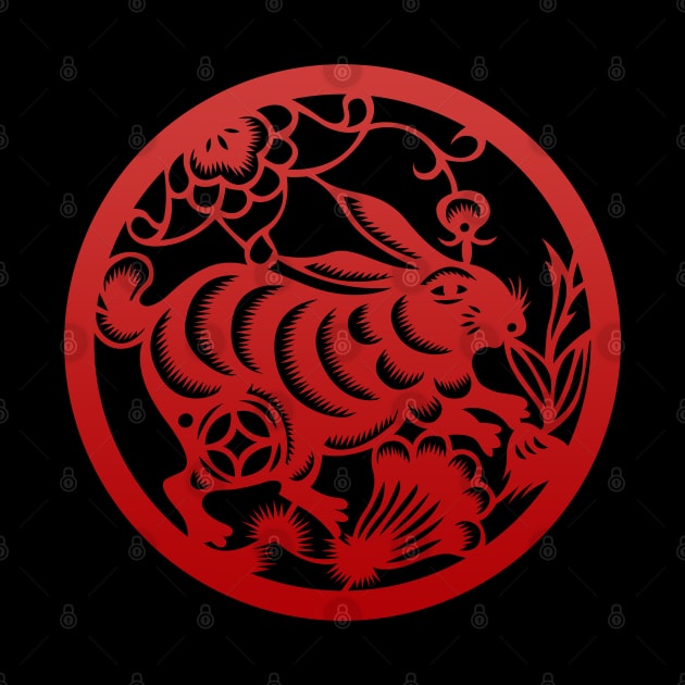 Chinese Zodiac Rabbit in Red by Takeda_Art