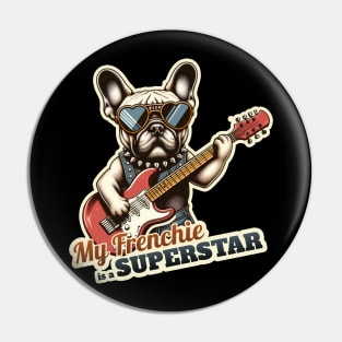 Rockstar French bulldog Pin