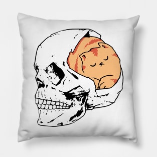 A CAT SLEEPING IN A SKULL gift for you Pillow