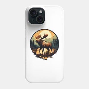 Vintage Alaska Moose Illustration Nature Art Phone Case