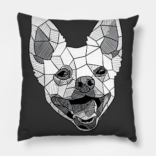 Cute Happy Mutt Geometric Sketch Pillow