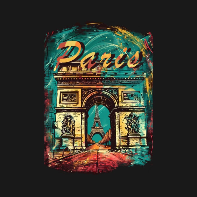 Paris Retro France t-shirt by GreenMary Design
