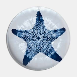 Starfish Mandala Indigo Blue Tie Dye Pin