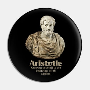 Aristotle Sculpture Art with Quote Pin