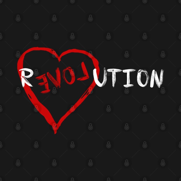 LOVE REVOLUTION red heart white script by by Joerdis Rosenpfeffer